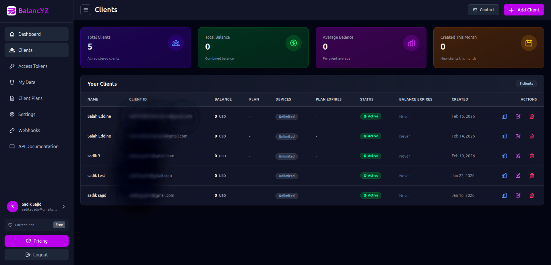Balancyz dashboard preview